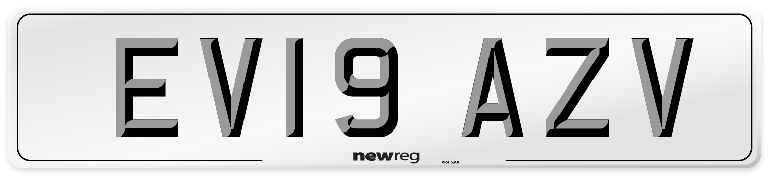 EV19 AZV Number Plate from New Reg